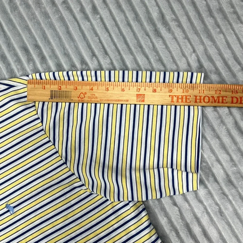 Polo Ralph Lauren Golf Fit Short Sleeve Shirt Men's L Striped Yellow Blue Preppy